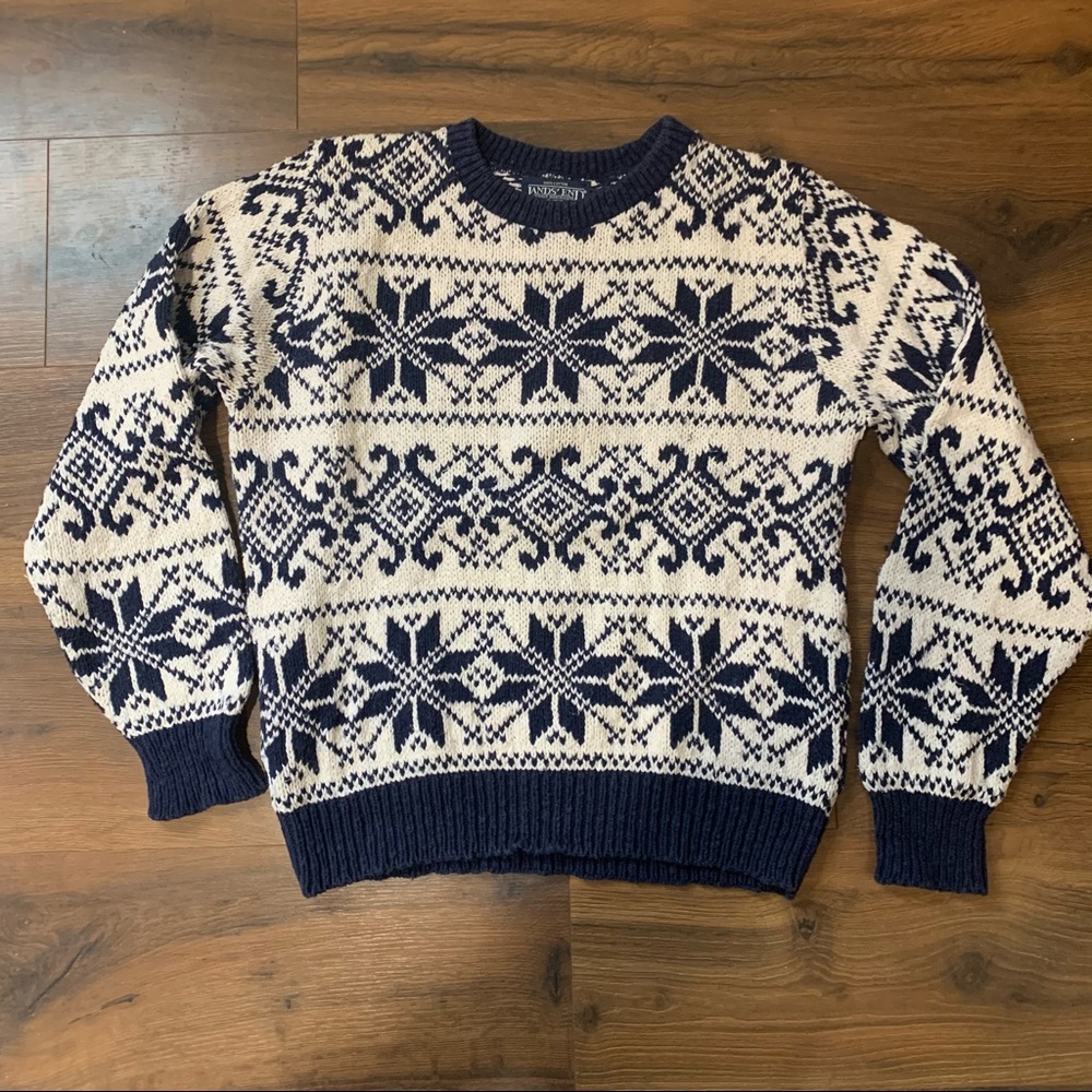Vintage Lands End fair isle snowflake sweater